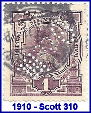 Michoacan 1910 perfin